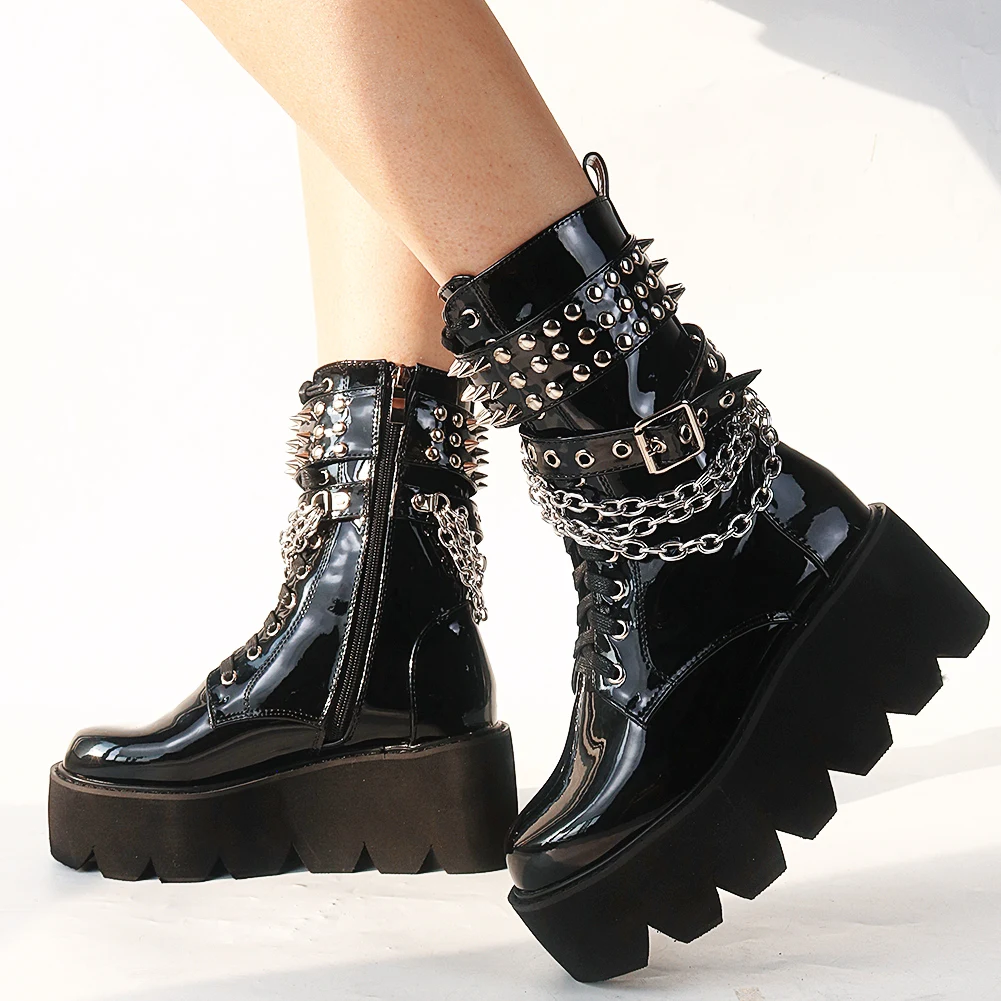 

SARAIRIS Fashion Zipper Platform Great Quality Metal Decoration Boots Concise Street Style Modern Women Shoes