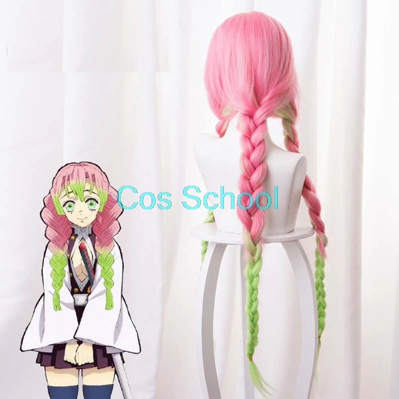 Cos School Tsuyuri Kanawo Rengoku Kyoujurou Kanroji Mitsuri Iguro Obanai парики Demon Slayer Kimetsu no Yaiba аксессуары