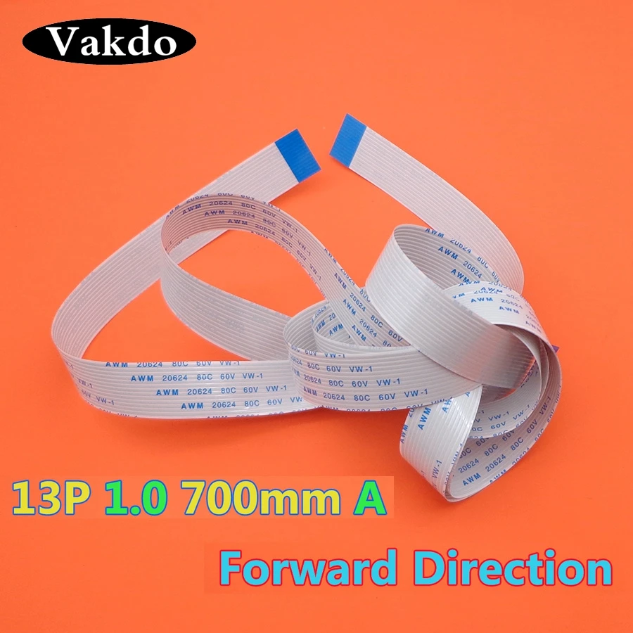 

Плоский гибкий кабель FFC FPC, 13 p, 1,0 мм, шаг 13 pin, длина 700 мм, гибкий 13pin AWM 20624 80C 60 в, VW-1