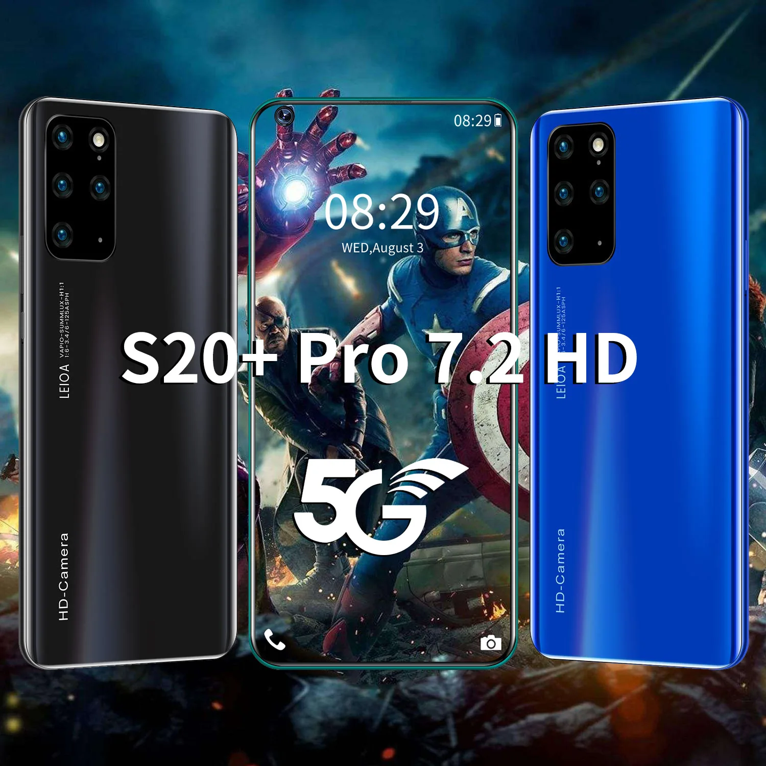 

Galay S20+ Pro Global Version Smartphone 7.2 Inch Unlock Phone 4G 5G Android 10.0 16MP+32MP 12GB+512GB Cellphones Mobile Phones