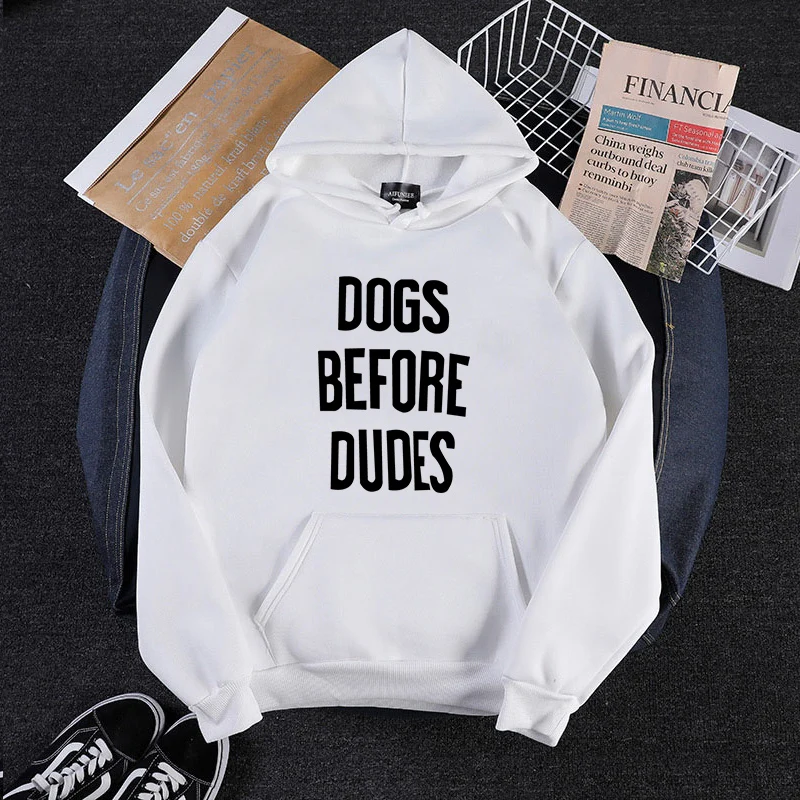 Plus Size Women Harajuku Hooded Sweatshirt Street Clothing 2019 New Autumn Long Sleeve Thicken Dogs Before Dudes Letters Print | Женская