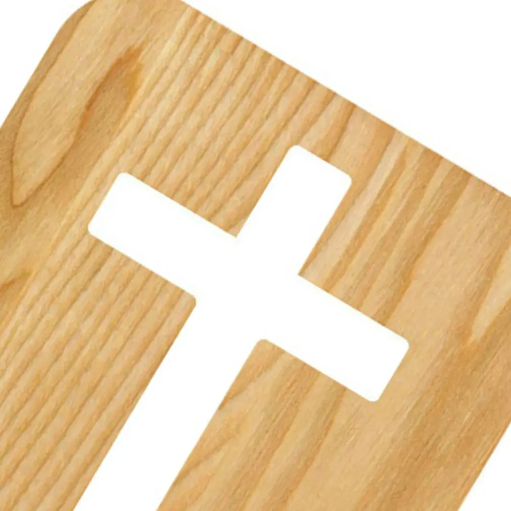 

Cross Shape Acrylic Solid Wood Table Lamp LED Night Light Desktop Small Ornaments Bedroom Lamp Unique Gift