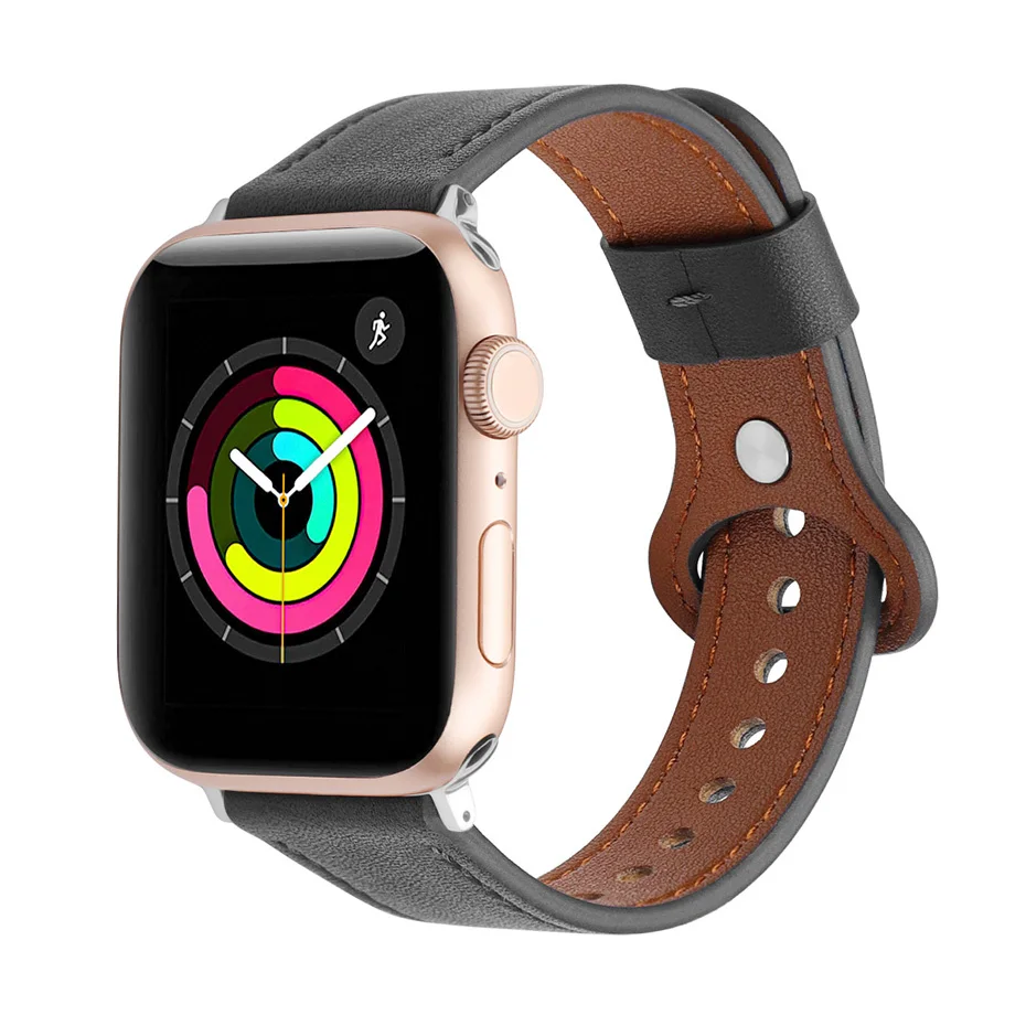 

FOHUAS Colorful Leather Strap For apple watch band 44mm 42mm Bracelet Iwatch Series SE 6 5 4 3 2 1 Loop 40mm 38mm Watchband Rep