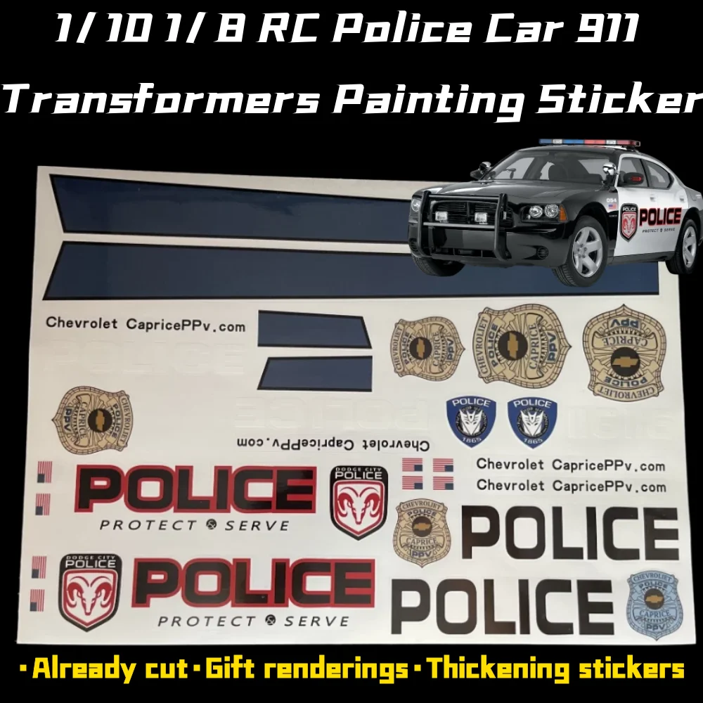 

1/10 1/8 RC car Simulation Police Shell Body Sticker Decorative Sticker 911 Transformers Police Drift Short Truck Crawler