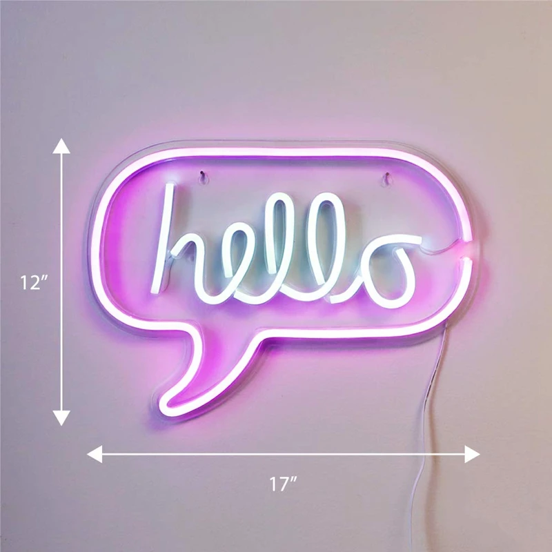 Светодиодный неоновый настенный светильник Hello USB для украшения дома/бара, вечерние и праздничные настенные светильники