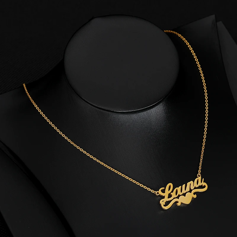 Ожерелье с именем на заказ лентой в форме сердца ручная работа золотая цепочка из