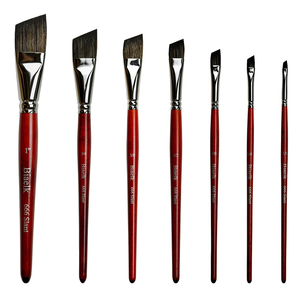 

666Slant High Quality Squirrel Mix Hair Wooden Handle Watercolor Artist Art Supplies Paint Brush