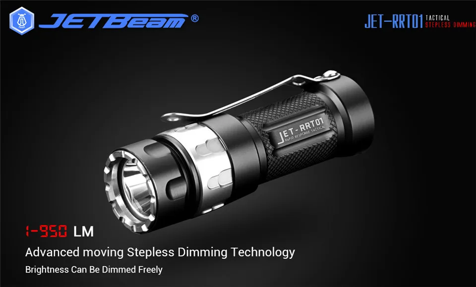 Jetbeam RRT01 Cree XPL светодиодный бесступенчатый Тактический светильник с затемнением, походный разведочный фонарь светильник с батареей Mirco USB 16340