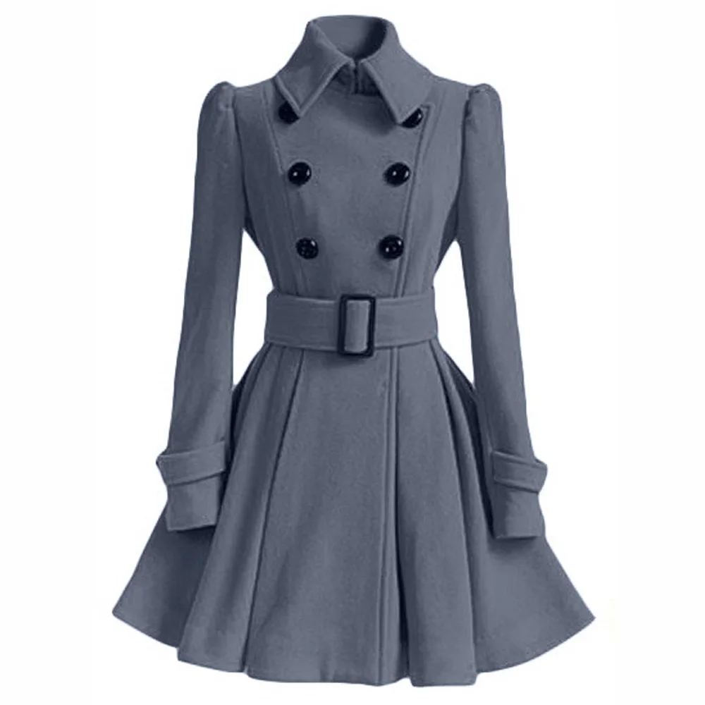 

Autumn Winter Women 2021 Fashion Vintage Slim Double Breasted Jackets Female Elegant Long Warm White Coat Casaco Feminino