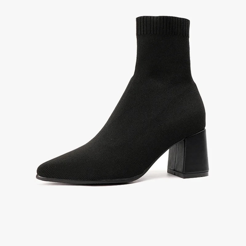 

2020 new popular thick heel pointed fashion socks and boots fashion women's shoes high heels leisure Women's flying woven boots