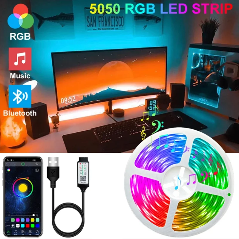 Многофункциональный Светодиодные ленты светильник можно отрезать RGB 5050 Цвет