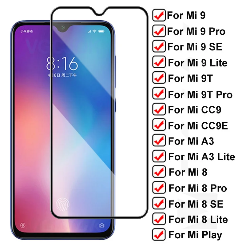 

9H hardness Tempered Glass For Xiaomi Mi 9 Lite 9T Pro Mi9 SE Screen Protector Mi 8 A3 Lite CC9 CC9E Play Glass Protection Film