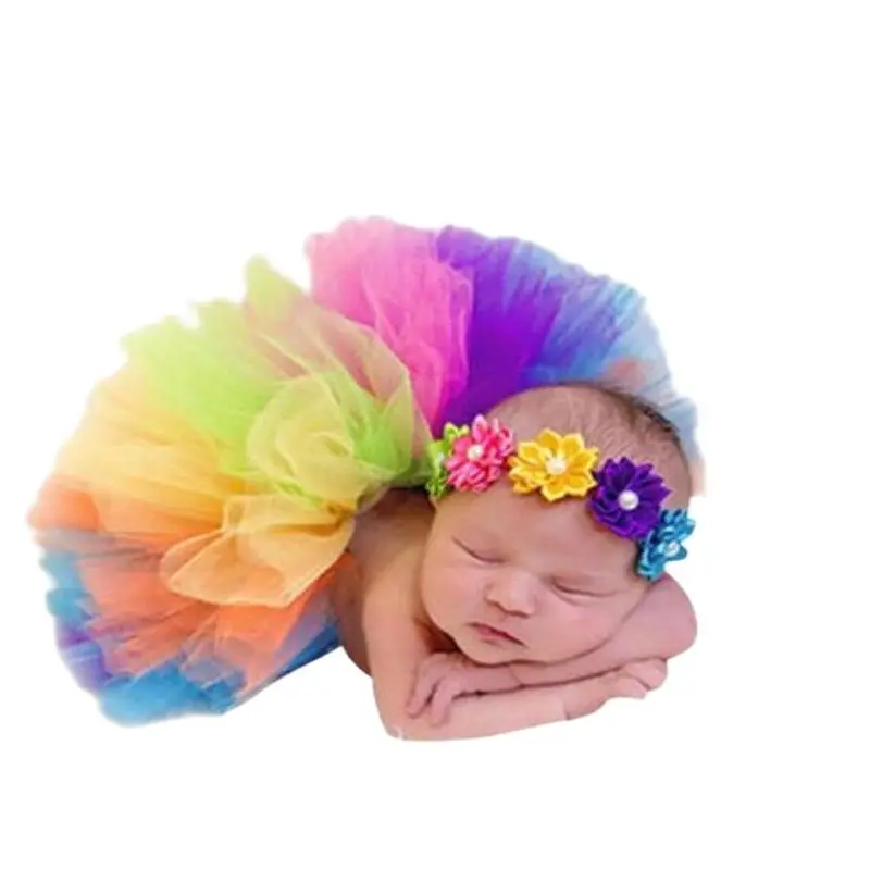 

QYFLYXUEQYFLYXUE- Glitter tutu, Baby Girl Headband Lace Tutu Ballet Skirts Costume Photo Prop Outfit