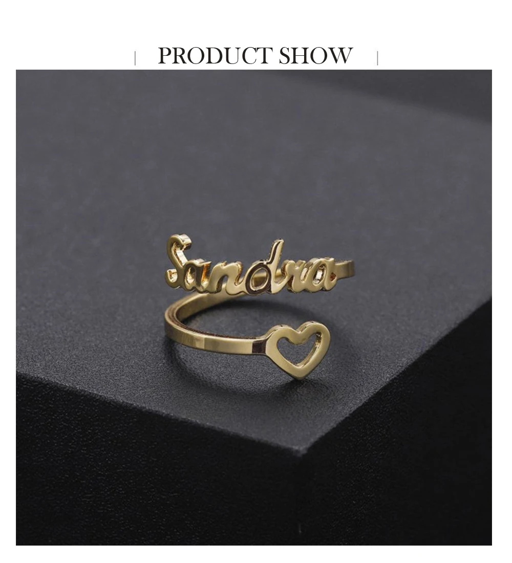 Кольцо с именем на заказ Sherman кольцо любовным узором индивидуальное женское из