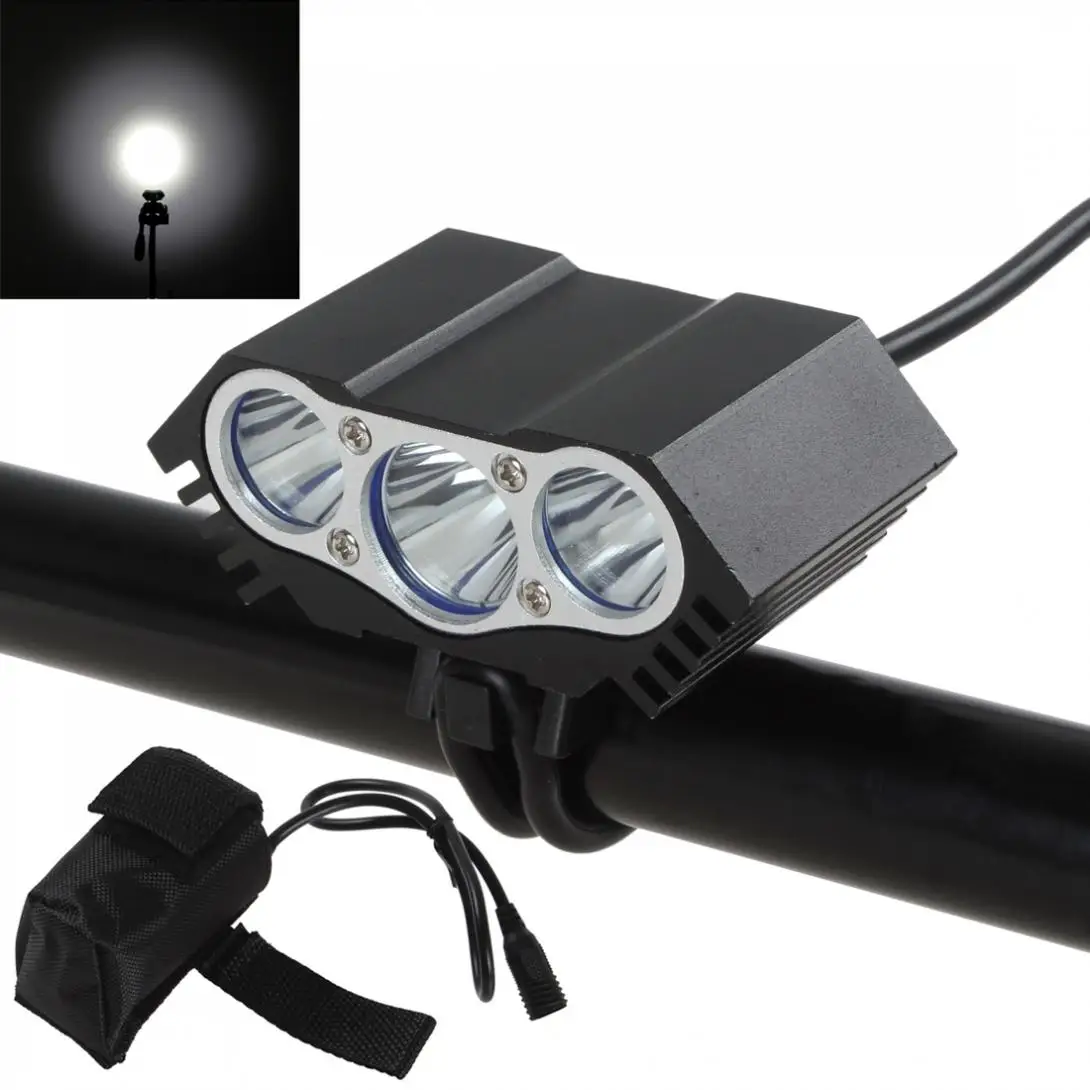 Передняя светодиодсветодиодный велосипедная фара 6000 лм 3 x XM L U2 Ночная с