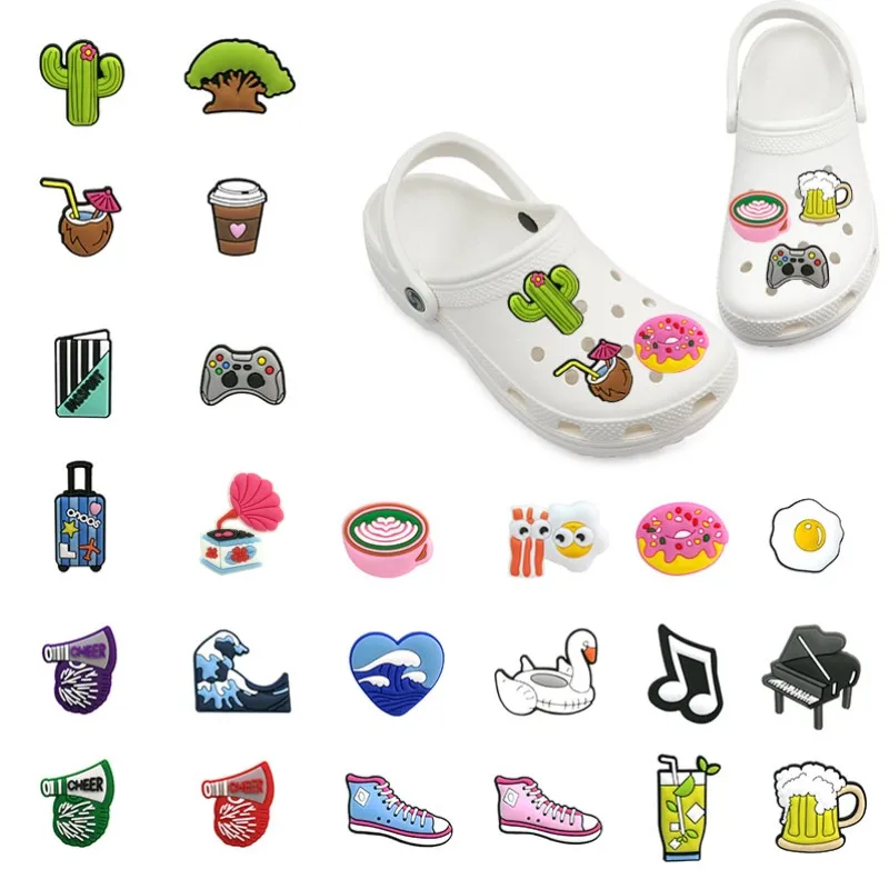 24 шт./лот Симпатичные кофейные кактусы из кокоса ПВХ подвески для обуви