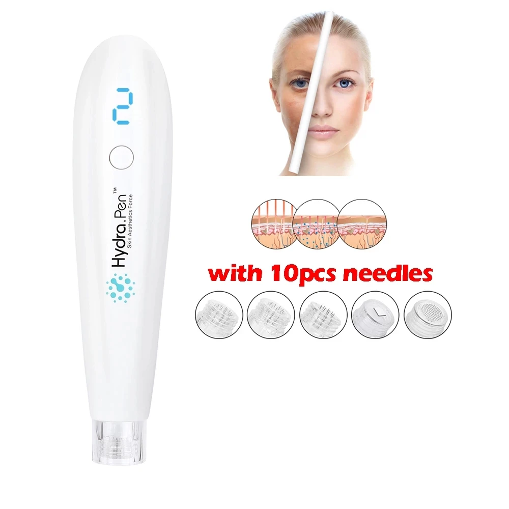 

Wireless Hydra Pen H2 Professional Microneedling Pen Hydrapen Hydra Roller Pen Automatic Serum Applicator with 10pcs Cartridges