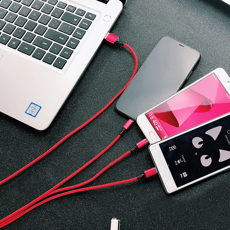 Musyue 3 в 1 USB кабель для iPhone samsung huawei Xiaomi usb type C кабель Micro USB кабель 3A телефонный кабель для iPhone 7 8 Plus XR