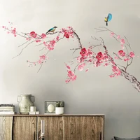 chinese style wall stickers flowers home office decor living room 3d art vintage bedroom self adhesive wallpaper room decoration