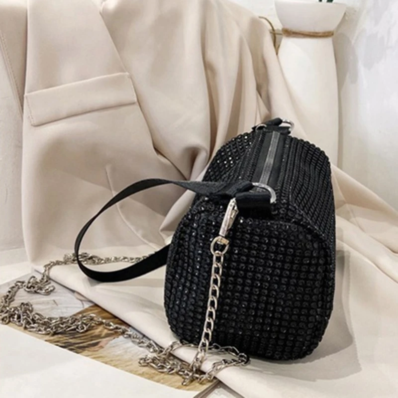 

2021 New Popular Bag Chain Handbag Simple Daily Female Portable Women Rhinestone Lady Fashion Party Chain Shoulder Bags