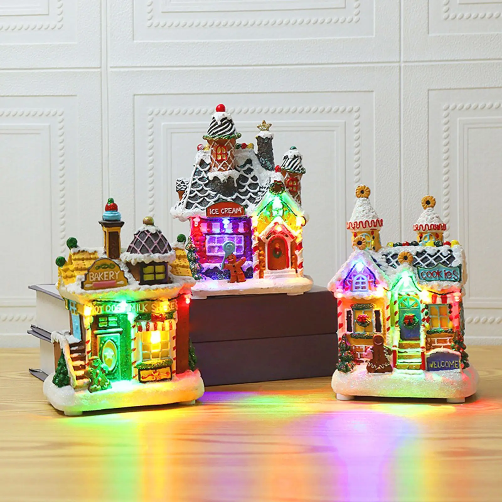 

Creative Glowing Biscuit House Ornaments Holiday Decoration Luminous Gift for Kids