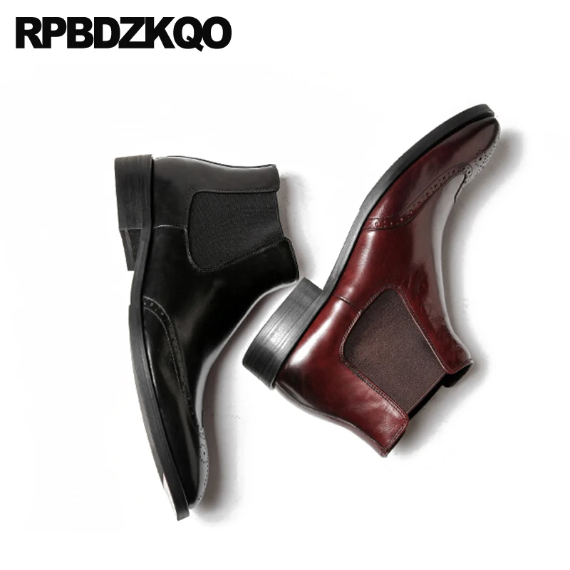 Ботинки Wingtip мужские с острым носком Классические ботинки челси из натуральной