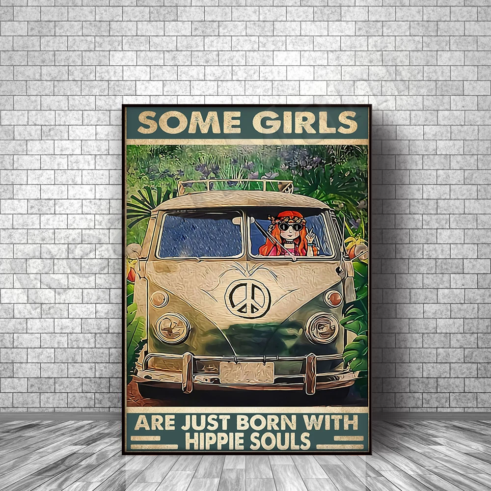

Hippie Girl conduite bus certaines filles viennent de naître avec hippie Souls Poster Wall Art Imprimer Home Living Decor Poster