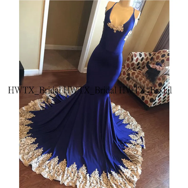 Длинные платья для выпускного вечера цвета синего Королевского голубого 2K20 с