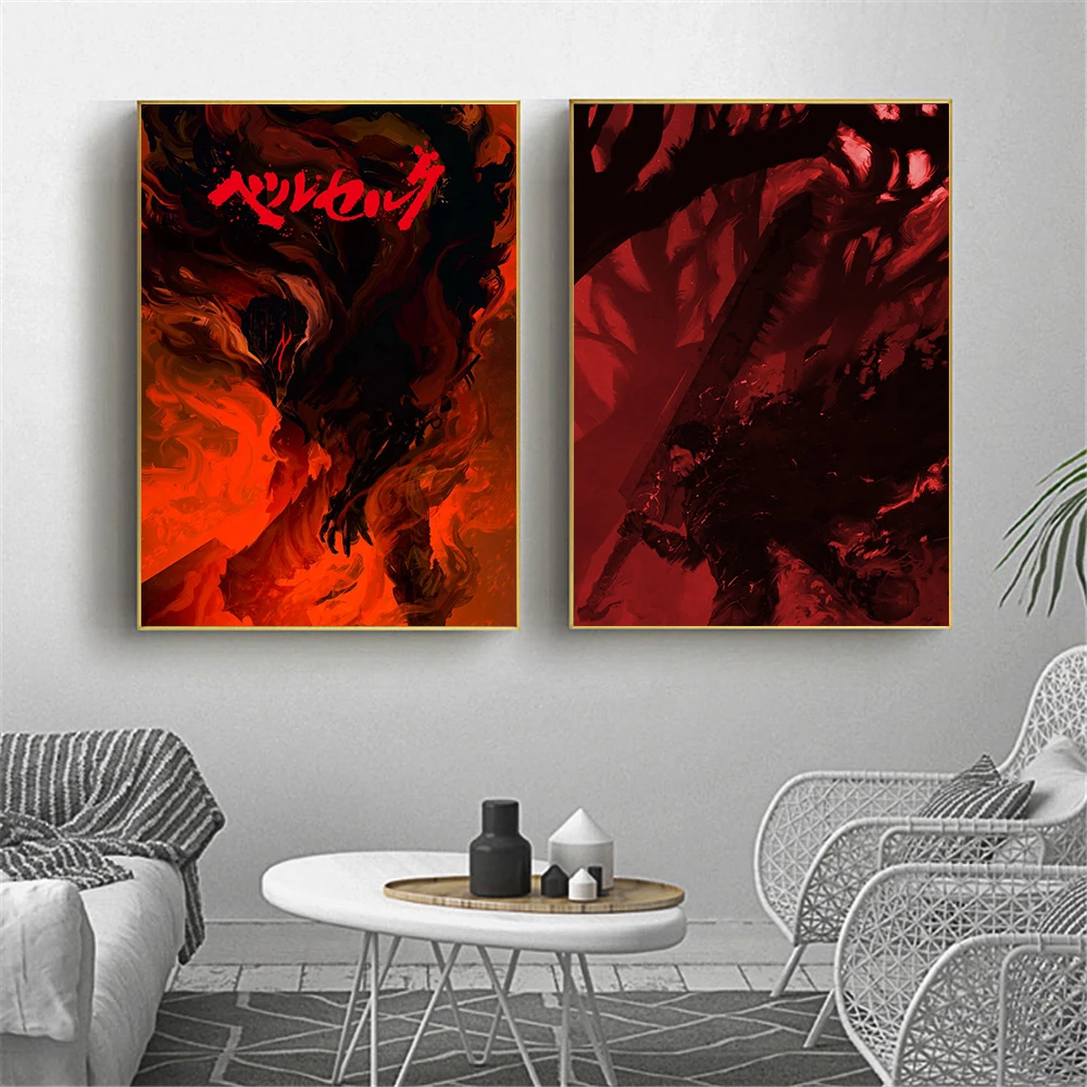 Постеры и принты японского Аниме Berserk мультяшное настенное искусство картины на