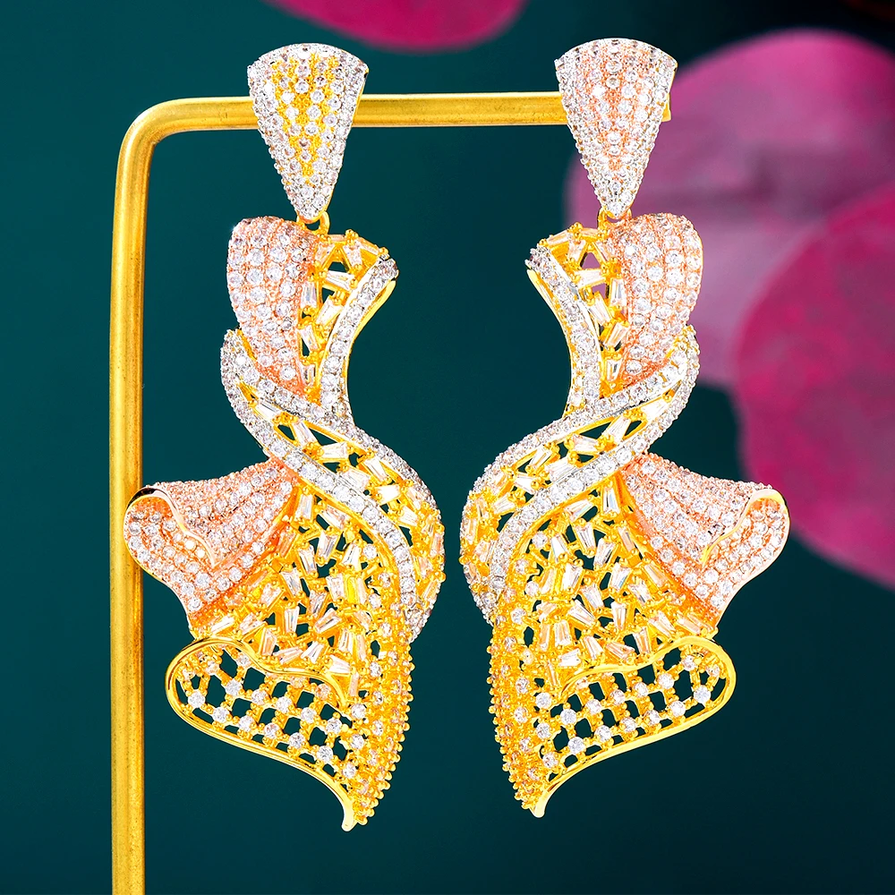 Soramoore Высокое качество Дубай Стиль большие висячие серьги для женщин Свадебные