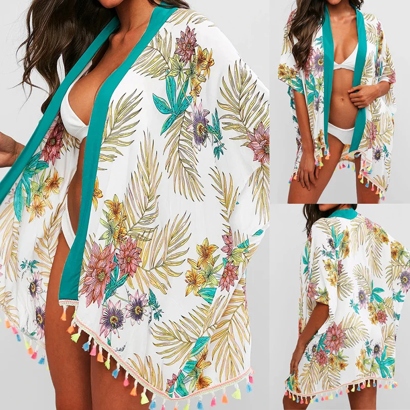2020 Новое поступление весенний женский кардиган с принтом Пляжное накидка парео