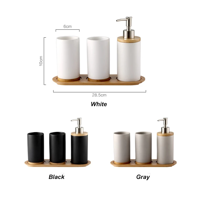 

Ceramic Bamboo Gargle Cup Wash Mug Toothbrush Holder Bathroom Liquid Soap Dispenser Shampoo Bottle Bathroom Accessories Sets