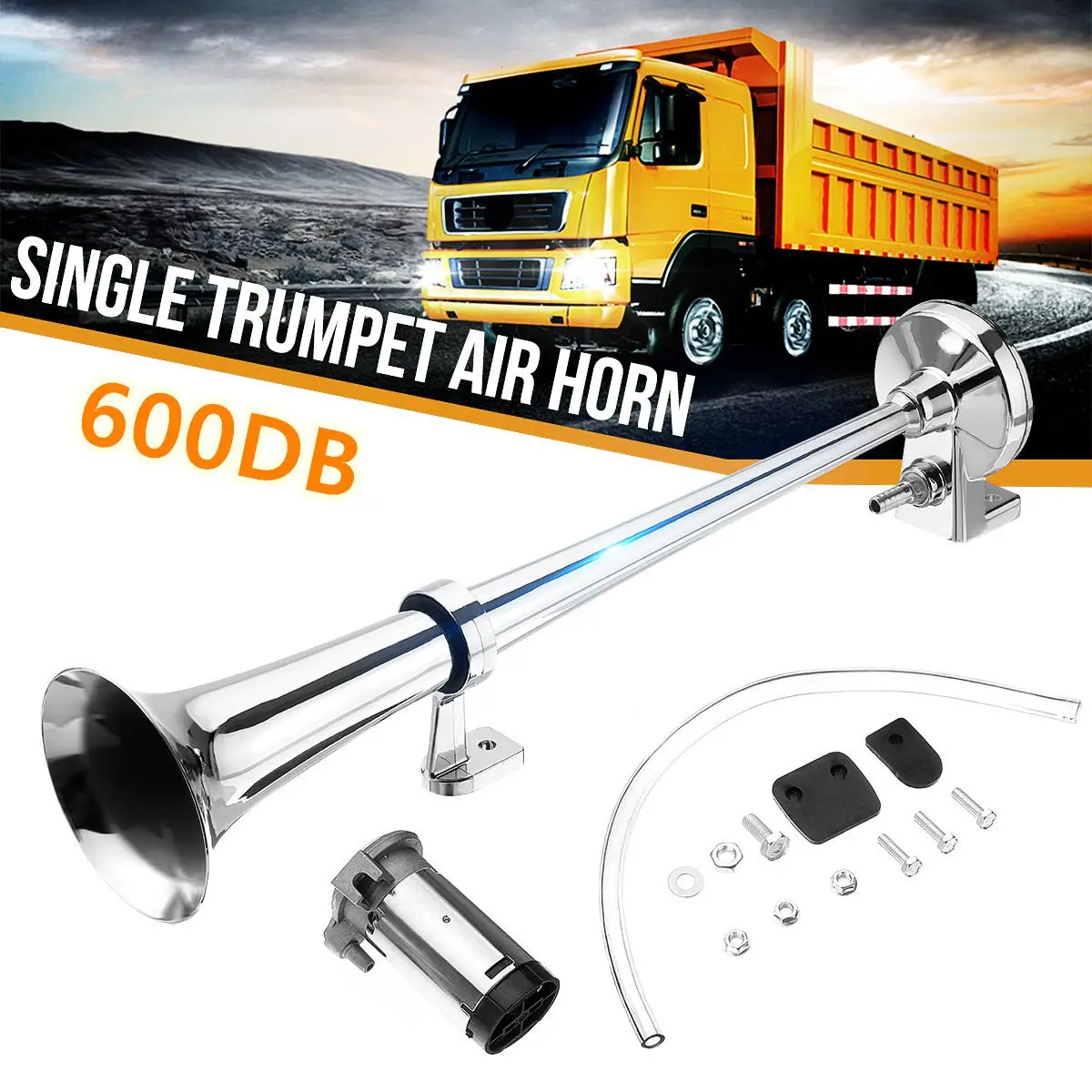 

600DB Car Horn Super Loud 12V Single Trumpet Air Horn Compressor for Car Truck Boat Train Horn Hooter For Auto Sound Signal
