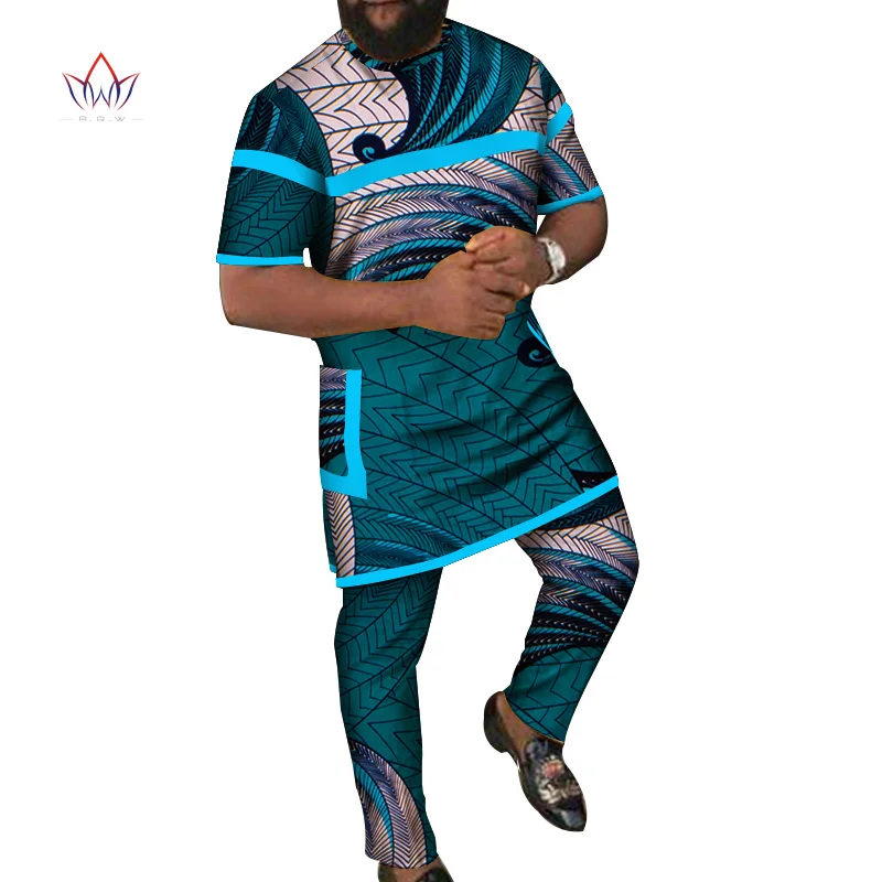 Bazin богатый Мужской комплект из 2 предметов африканская одежда повседневная