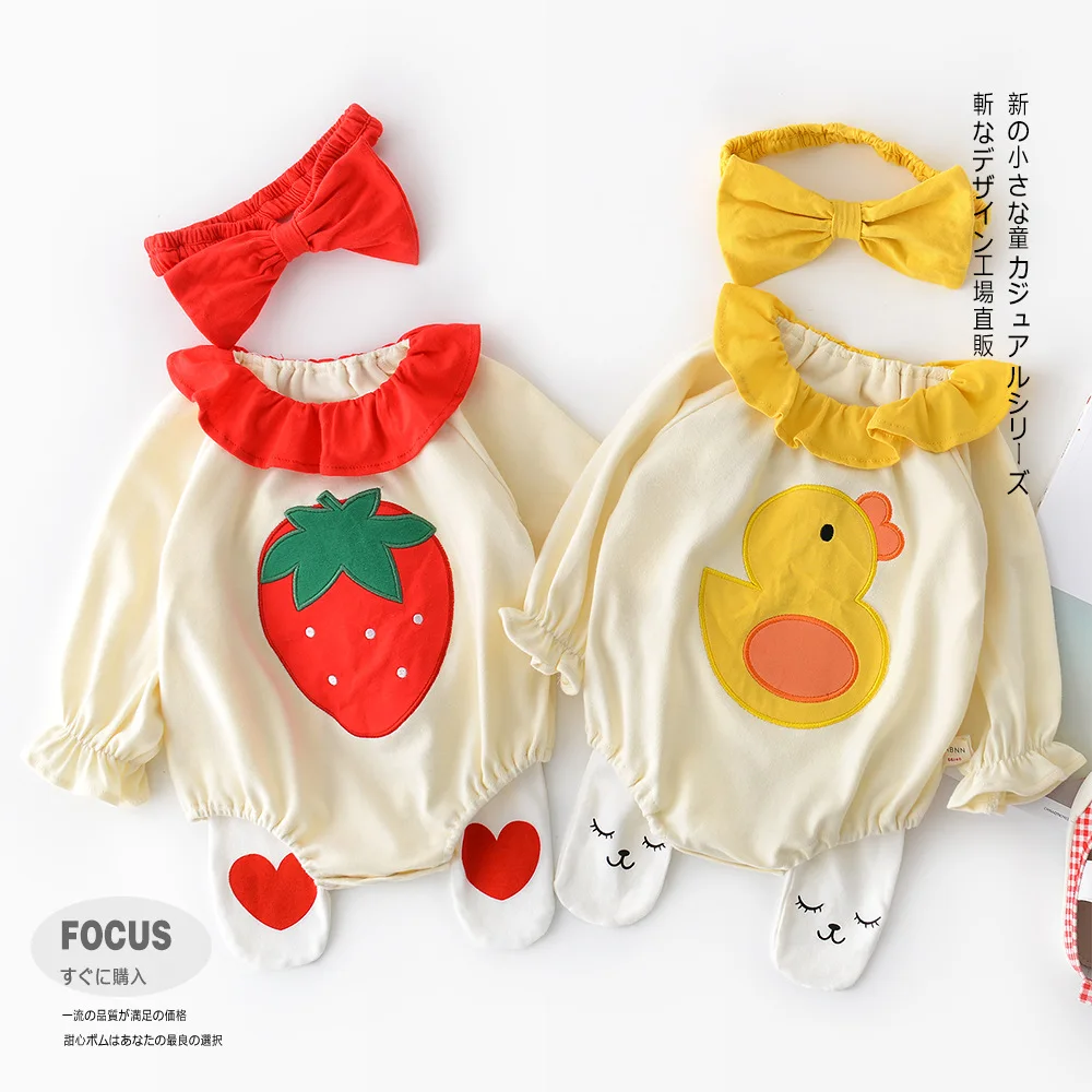 Новый кружевной воротник с рисунком для маленьких девочек Детский комбинезон