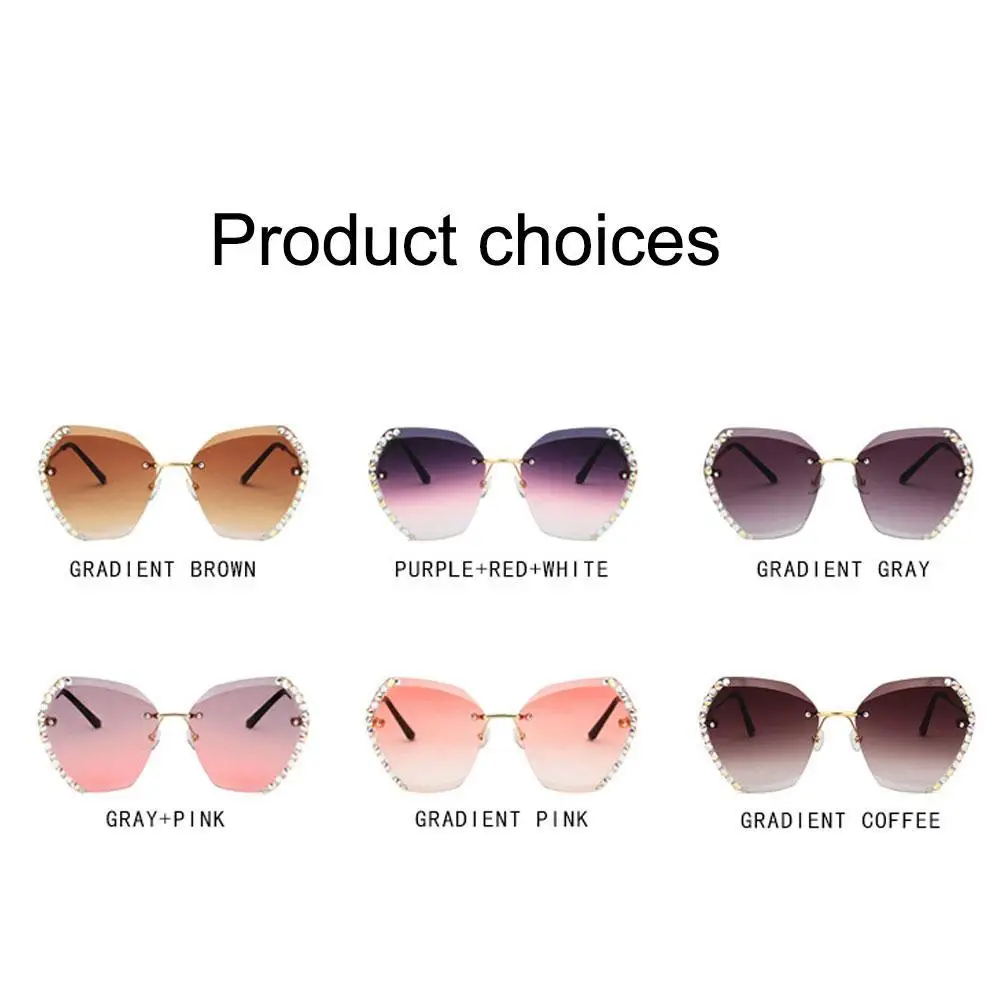 

2021 Fashion Tea Gradient Sunglasses For Women Luxury Trimmed Water Cut Glasses Lens Eyewear Ocean Accessories Sun Brand