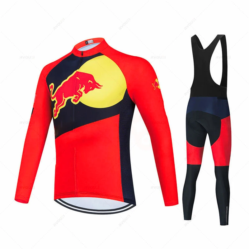 

New 2022 Red Team Spring Cycling Jersey Set Long Sleeve MTB Bike Wear Clothes Bicycle Bike Clothing Ropa Mallot Ciclismo Hombre
