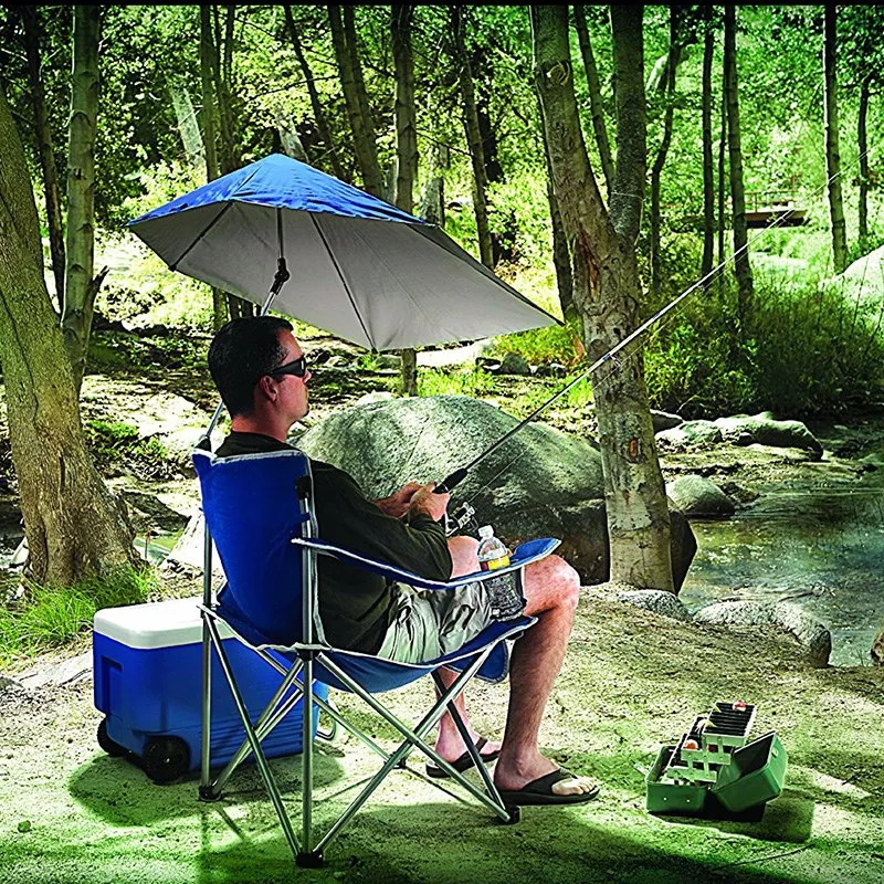 저렴한 야외 레저 낚시 의자 휴대용 접이식 양산 비치 의자 여행 캠핑 의자 우산