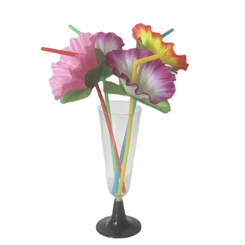 

Disposable Plastic Straws 10pc Flowers Color Straws Artificial Decorations Juice Drink Straws Christmas Decor Accessories.75z