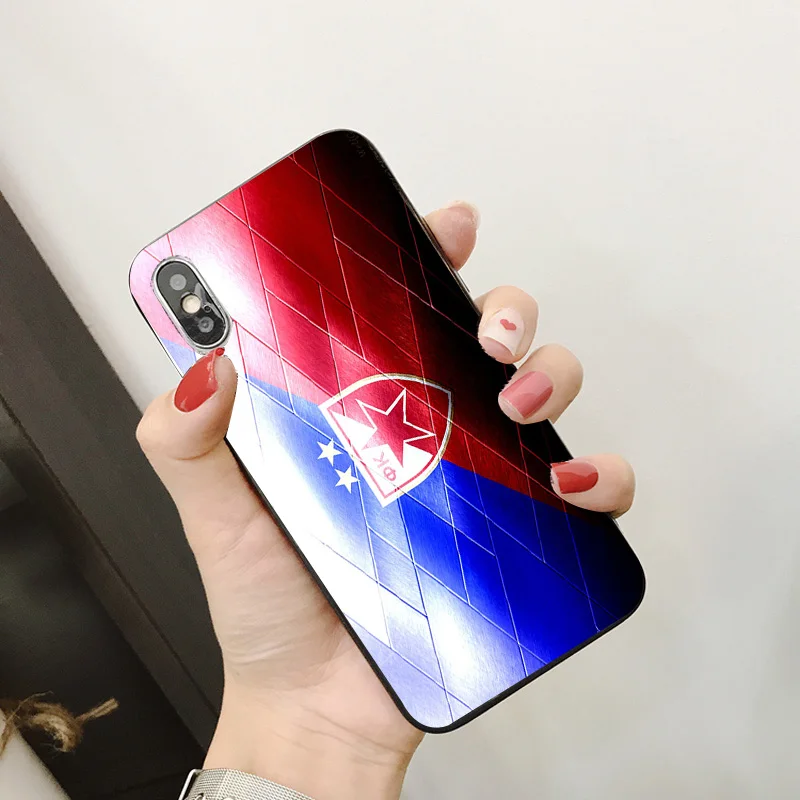 Чехол для телефона FC Crvena Zvezda iPhone XR 11 Pro XS Max X 5 5S силиконовый чехол черный DIY iphone 7 8 6 S