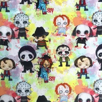 high quality newest cute horrible cartoon prints fabric in 100cotton poplin printed clothing diy sewing quilting textiles