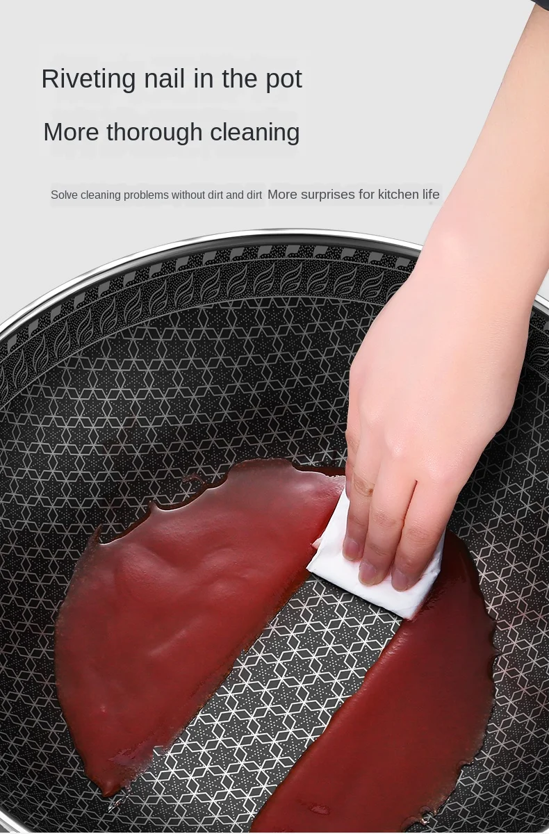 Вок антипригарная сковорода 304 нержавеющая сталь меньше дыма