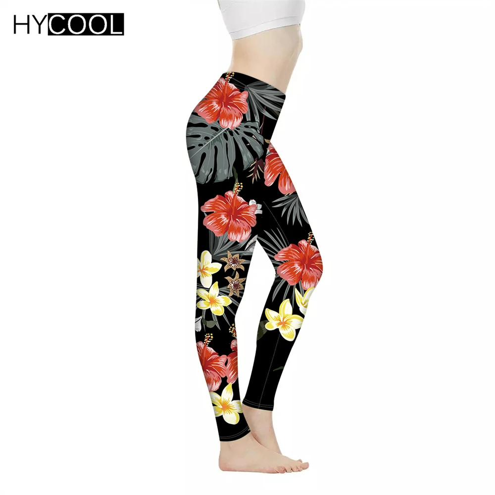 

Леггинсы HYCOOL женские с принтом пальмовых листьев и высокой талией