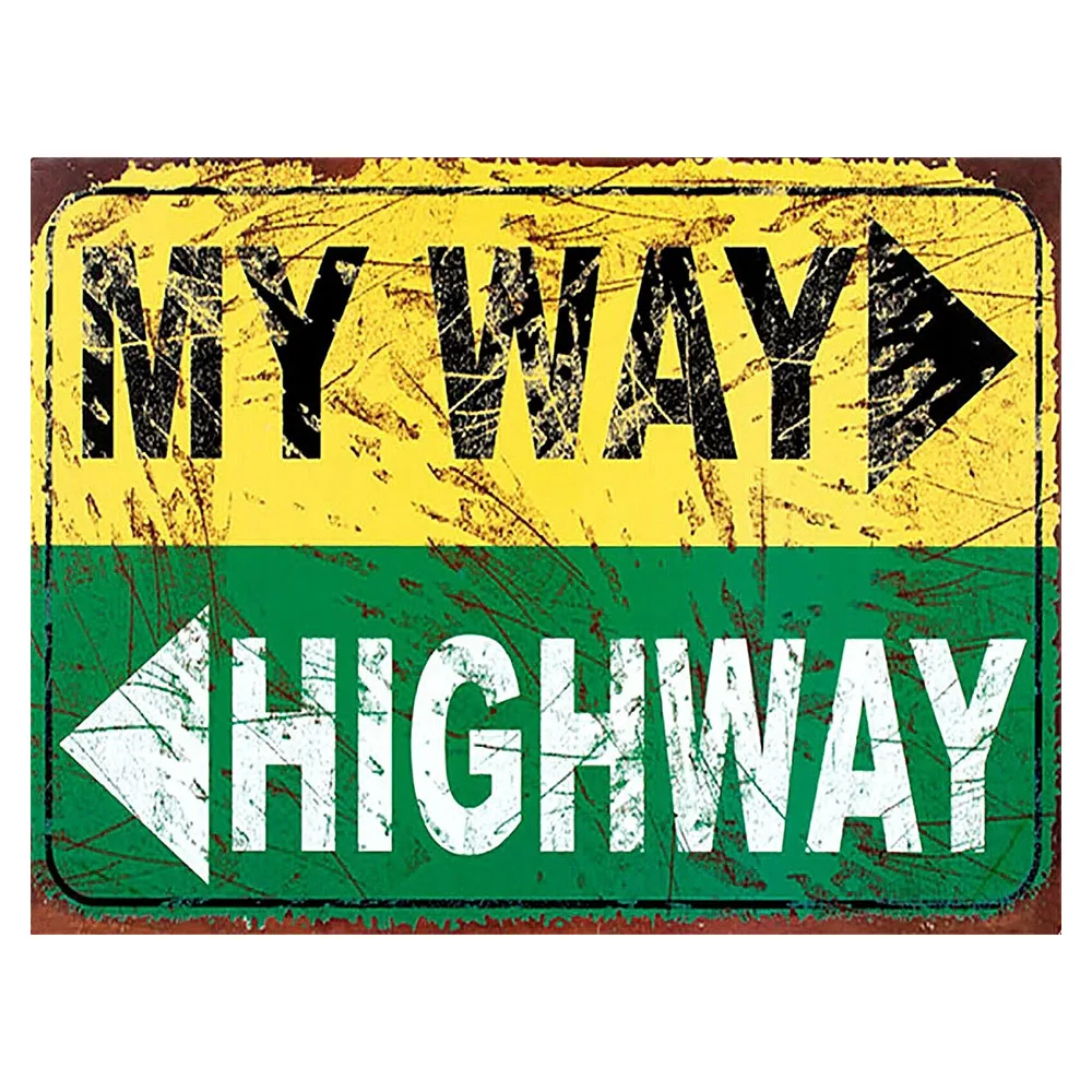 

My Way High Way Retro Vintage Metal Sign Plaque Man Cave Garage