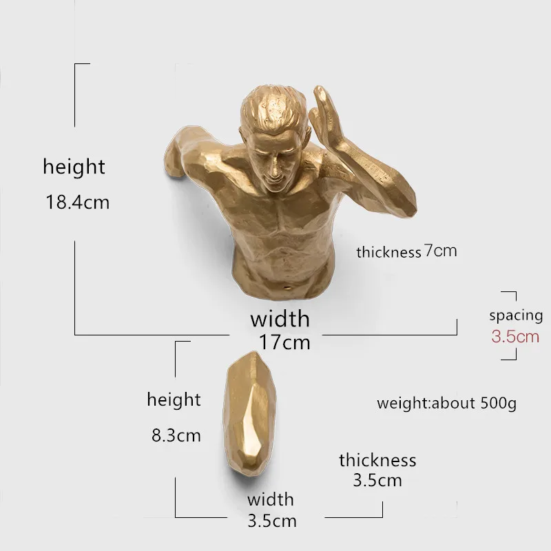gold left hand B Креативная скалолазание Мужская скульптура статуя из смолы фигурка Оран мужчины ts домашний декор настенные украшения - Цвет: gold left hand B