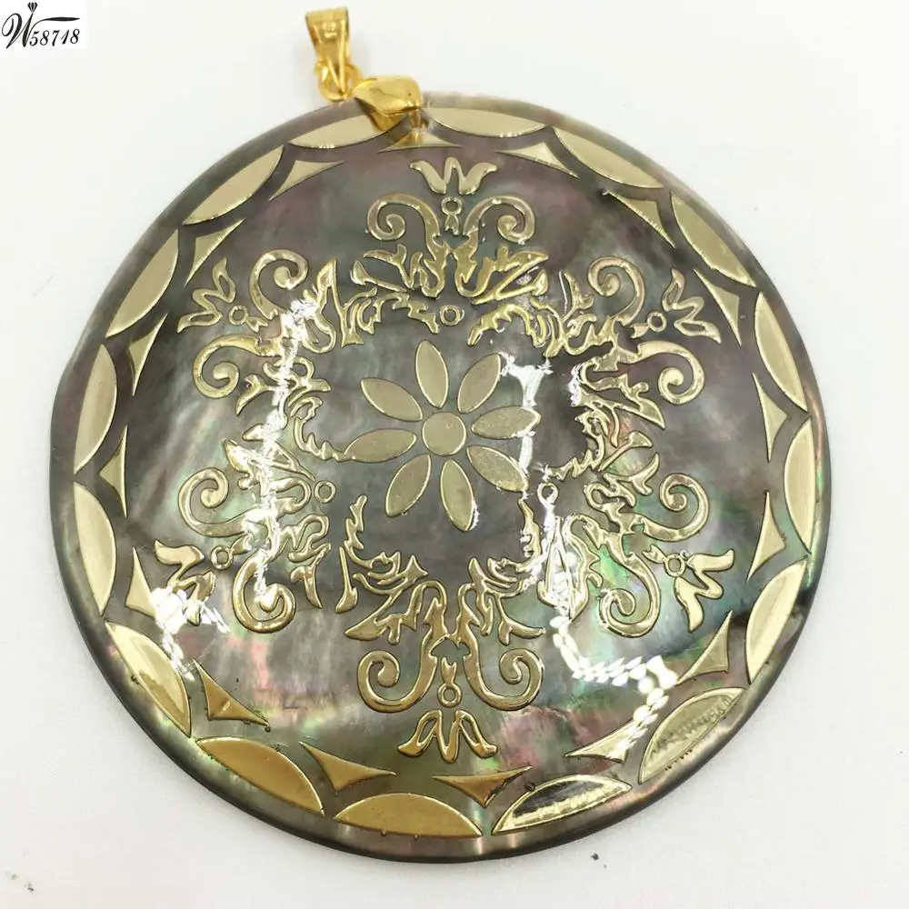 Flower C7135 Красивая ювелирные изделия перламутр оболочки Для женщин Для Мужчин Кулон из бисера WFH587 - Окраска металла: Flower C7135