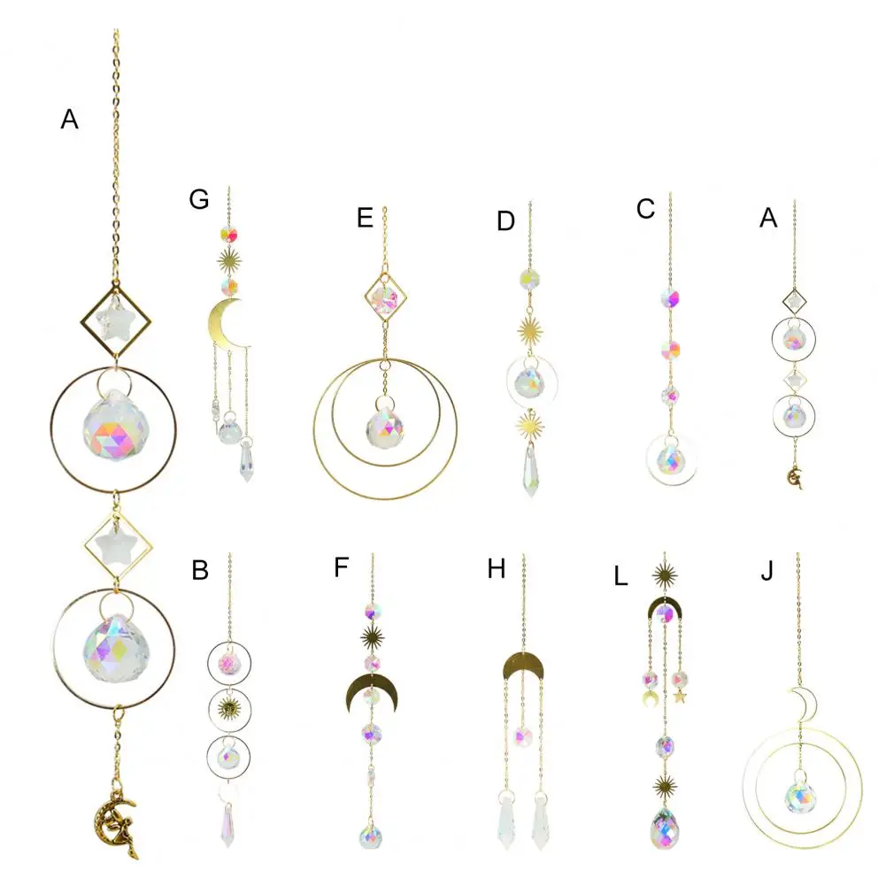 Искусственный хрустальный подвесной элемент привлекательного внешнего вида, ручной работы, ветровой колокольчик-ловец звезд, луны и солнца, подвешиваемый декор для домашнего использования.