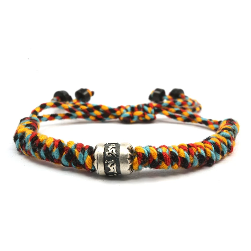 

POHIER Tibetan Silver Buddhist Good Lucky Charm Bracelets & Bangles For Women Men Handmade Knots Rope Bracelet