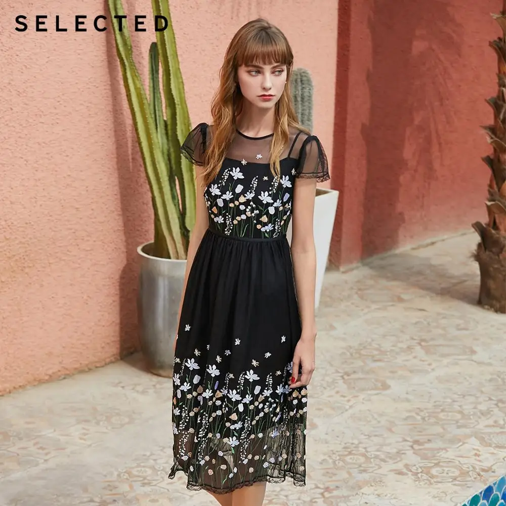 Выбранные лето Slim Fit кружевное платье с принтом и Обёрточная бумага Ширина плеч