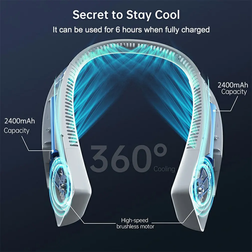 

Lazy Hanging Neck Fan Mute Outdoor Sports USB Small Fan No Leaf Hanging Neck Mini Portable 360 Degree Lazy Neckband